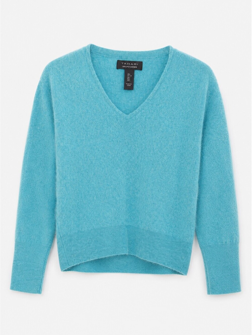Tahari 100% Cashmere V Neck Sweater Blue Tagged L Fits XS S - Picture 1 of 8